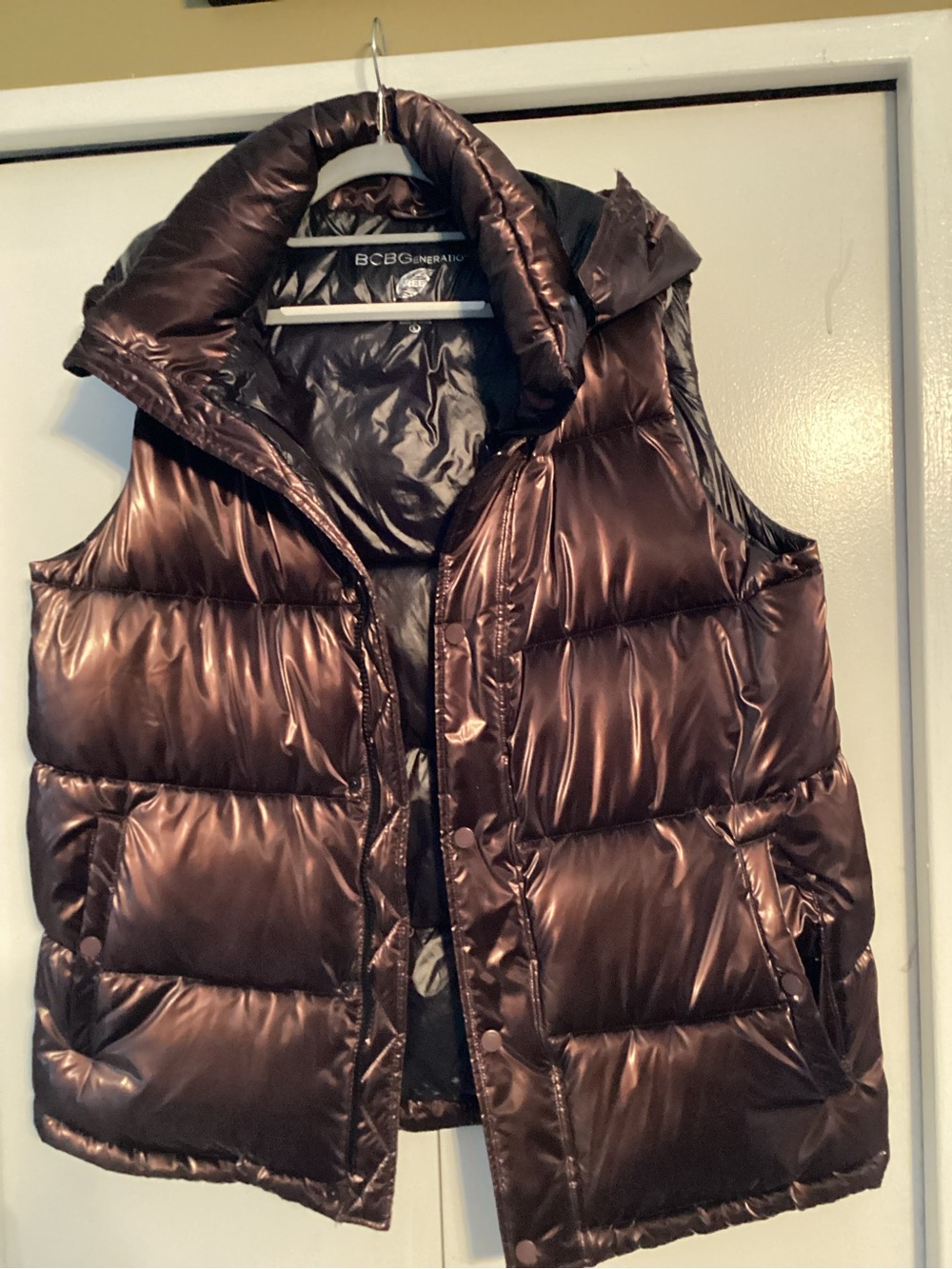 BCBGeneration Metallic Brown Quilted Puffer Vest